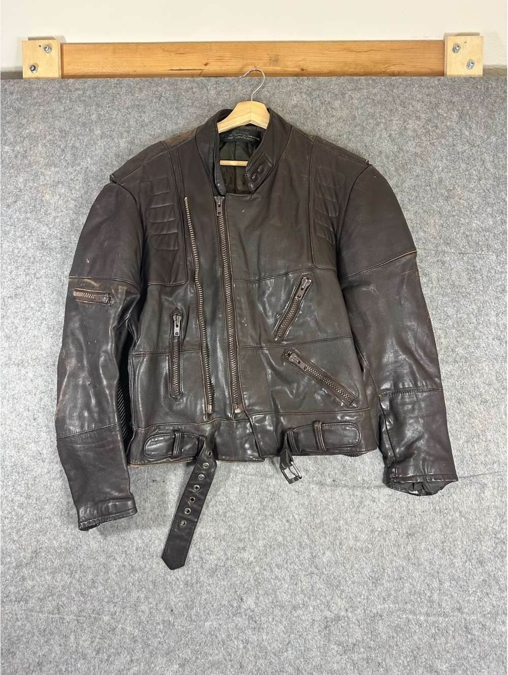 Vintage Hein Gericke Harley Davidson Leather Motorcycle Jacket Mens 46 Padded